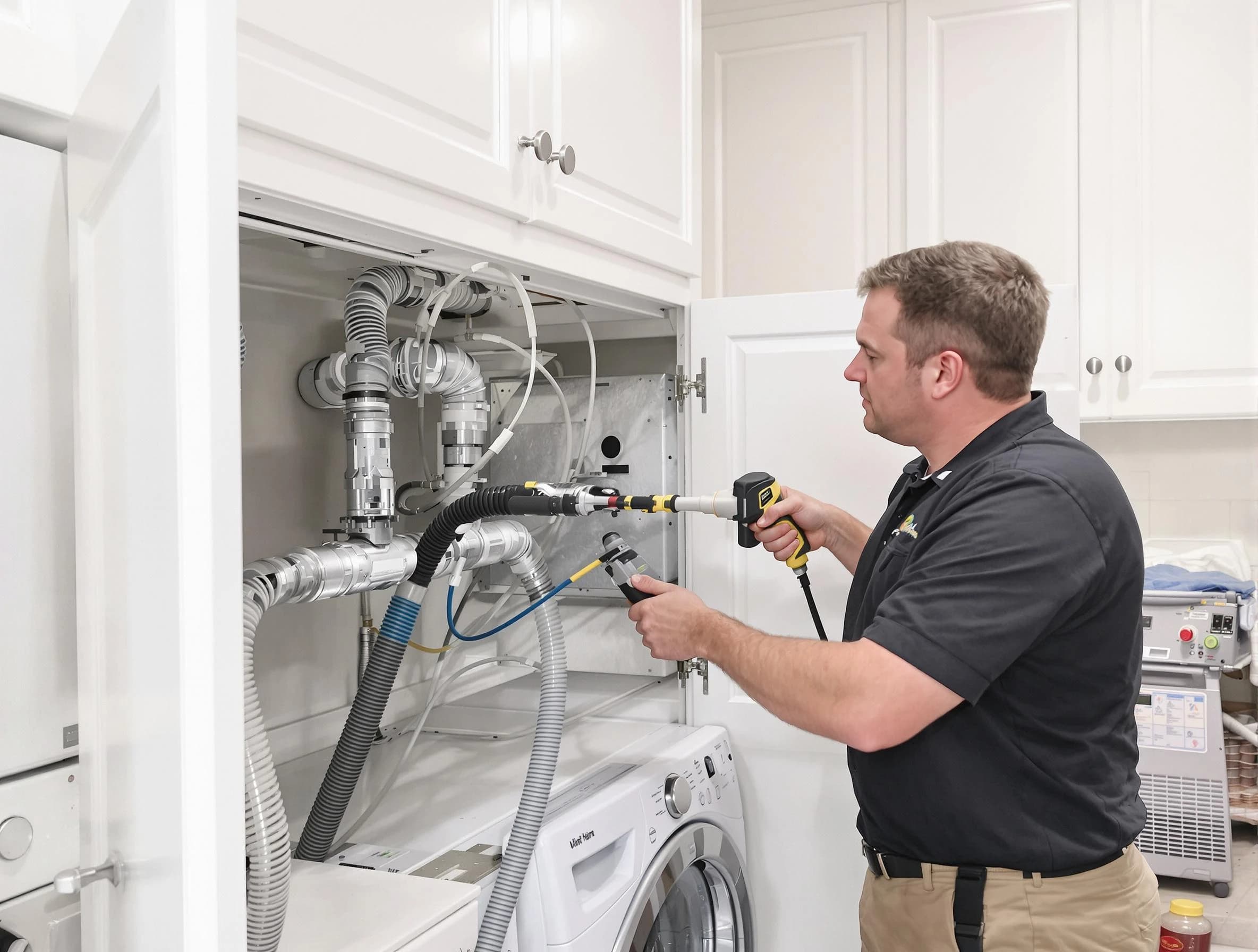 Tecumseh Dryer Vent Cleaning professional removing severe blockage from a clogged dryer vent in Tecumseh