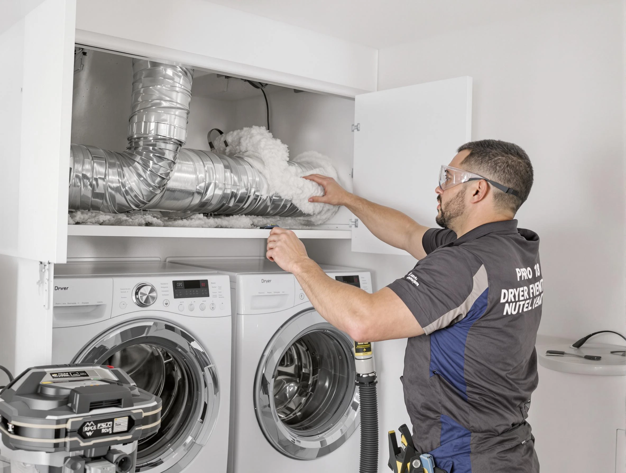 Tecumseh Dryer Vent Cleaning certified technician performing specialized gas dryer vent cleaning in Tecumseh